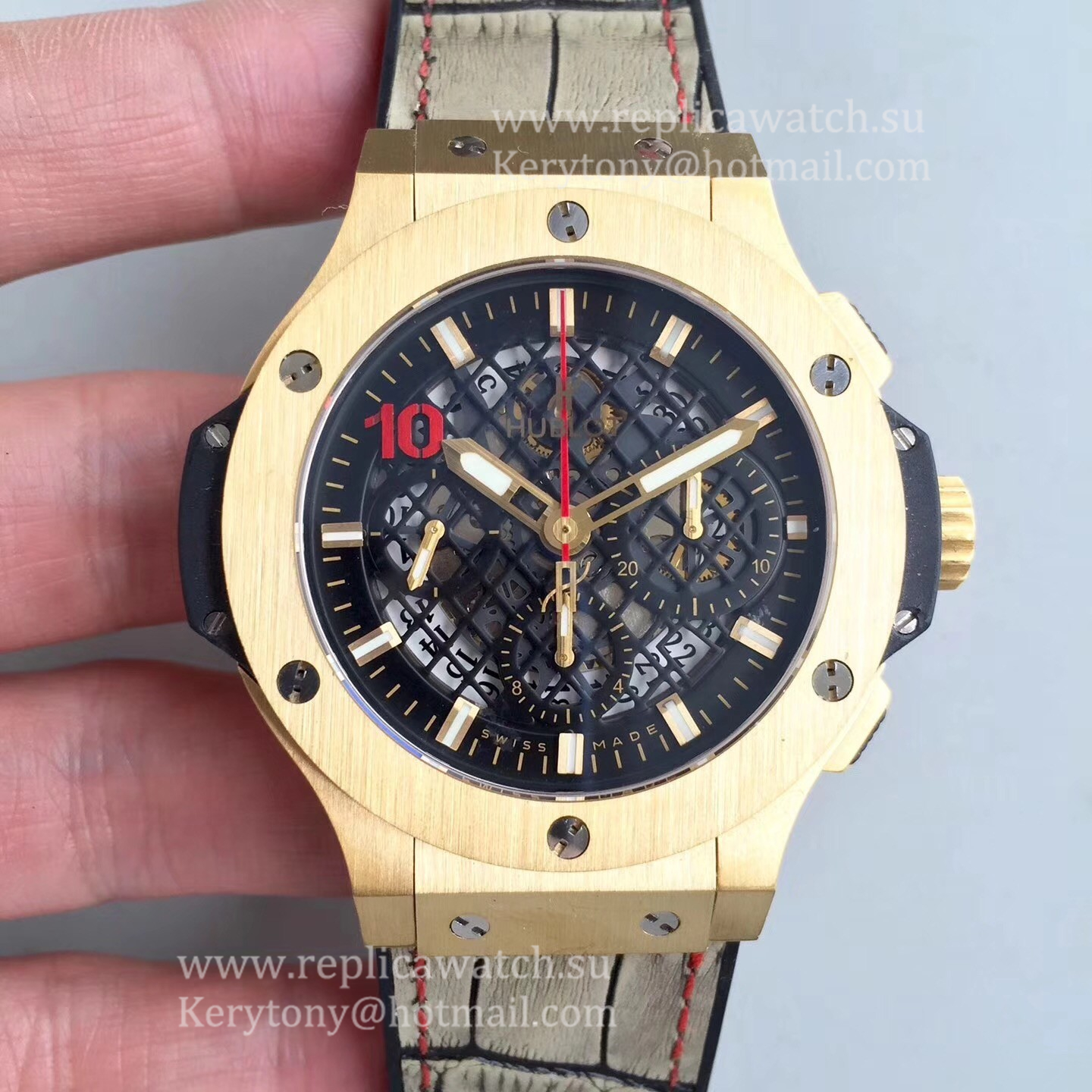 Fake Hublot Big Bang Aero Bang Gold 311.PX.1180.GR HBF Yellow Gold Black Skeleton Dial HUB4100