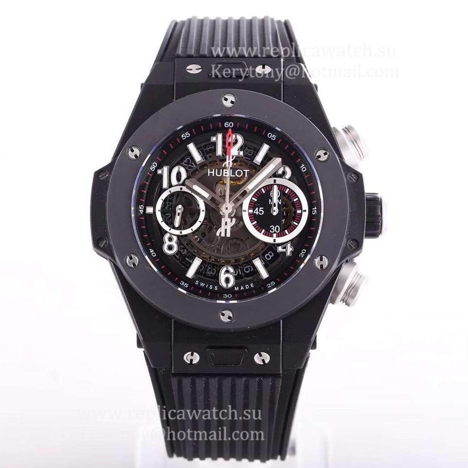 High Quality Hublot Big Bang Unico Black Magic 411.CI.1170.RX Noob Factory Ceramic Skeleton Dial HUB1242