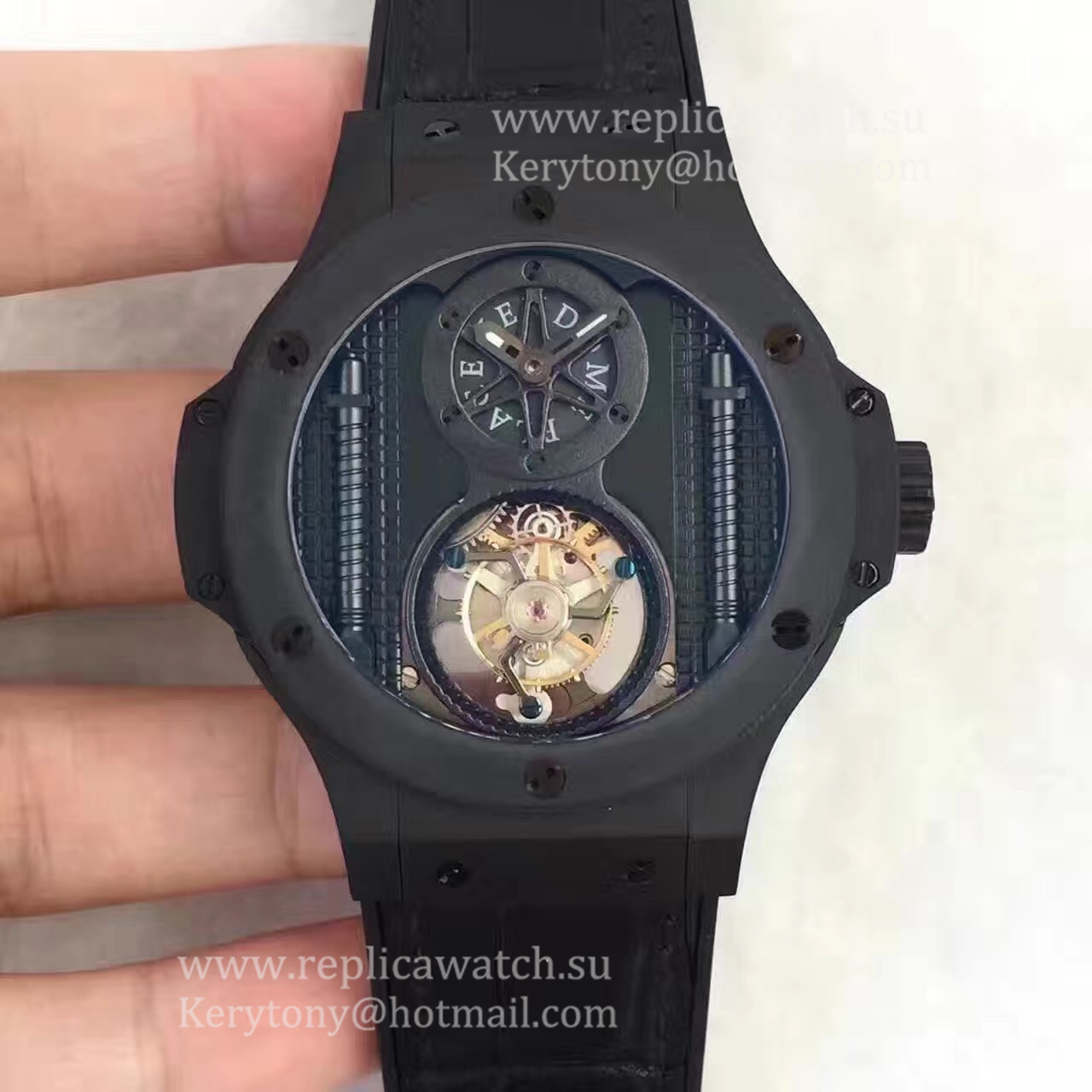 Replica Hublot Big Bang Vendome Tourbillon All Black 305.CI.0009.GR BMF Ceramic Black Dial Tourbillon