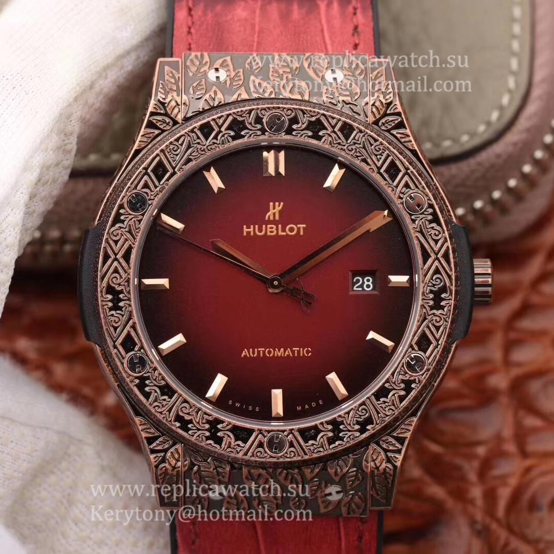 Replica Hublot Classic Fusion Arturo Fuente Limited Edition 511.OX.6670.LR.OPX17 SRF Rose Gold Red Dial 2892