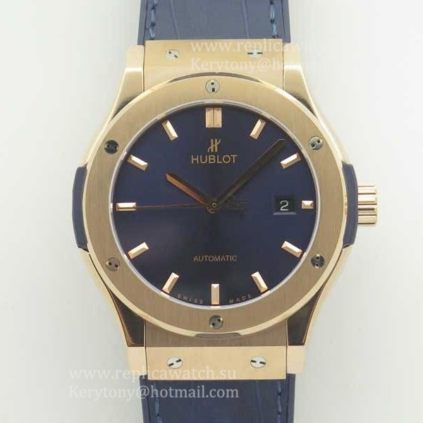 Replica Hublot Classic Fusion Blue King Gold 42mm 511.OX.7180.LR F16 Rose Gold Blue Dial 2892