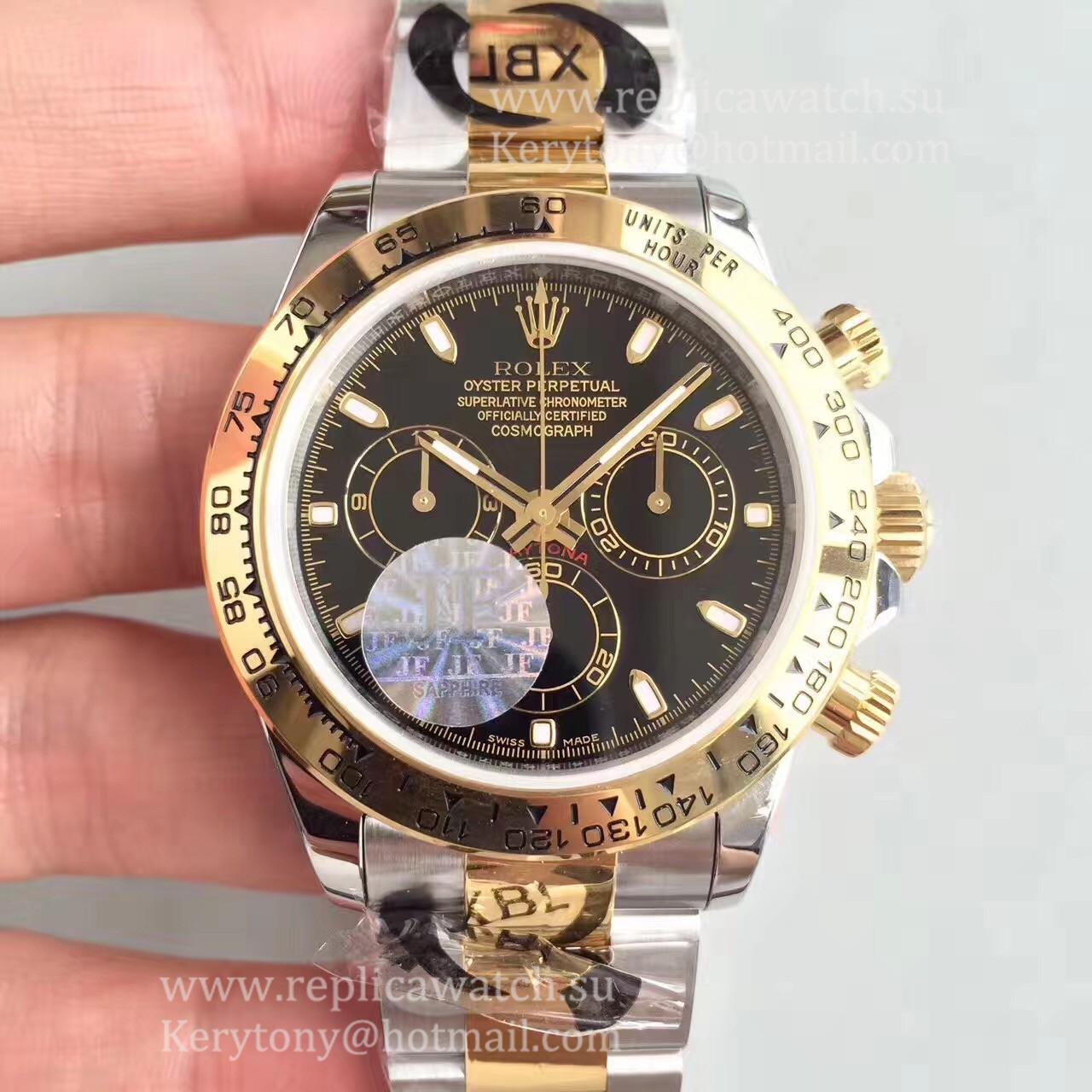 High Quality R01ex Daytona  116503 JF SS & Yellow Gold Black Dial 7750