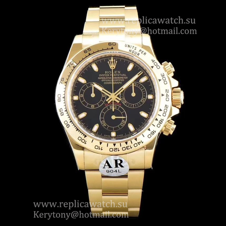 High Quality R01ex Daytona  116508 ARF V2 SS 904L & Yellow Gold Platted Black Dial 4130