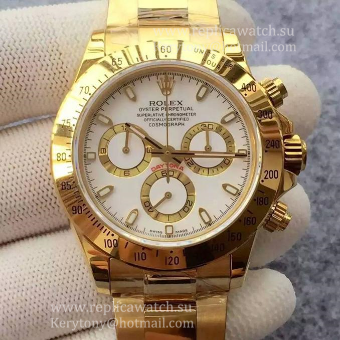 Copy R01ex Daytona  116508 JHF Yellow Gold White Dial 4130