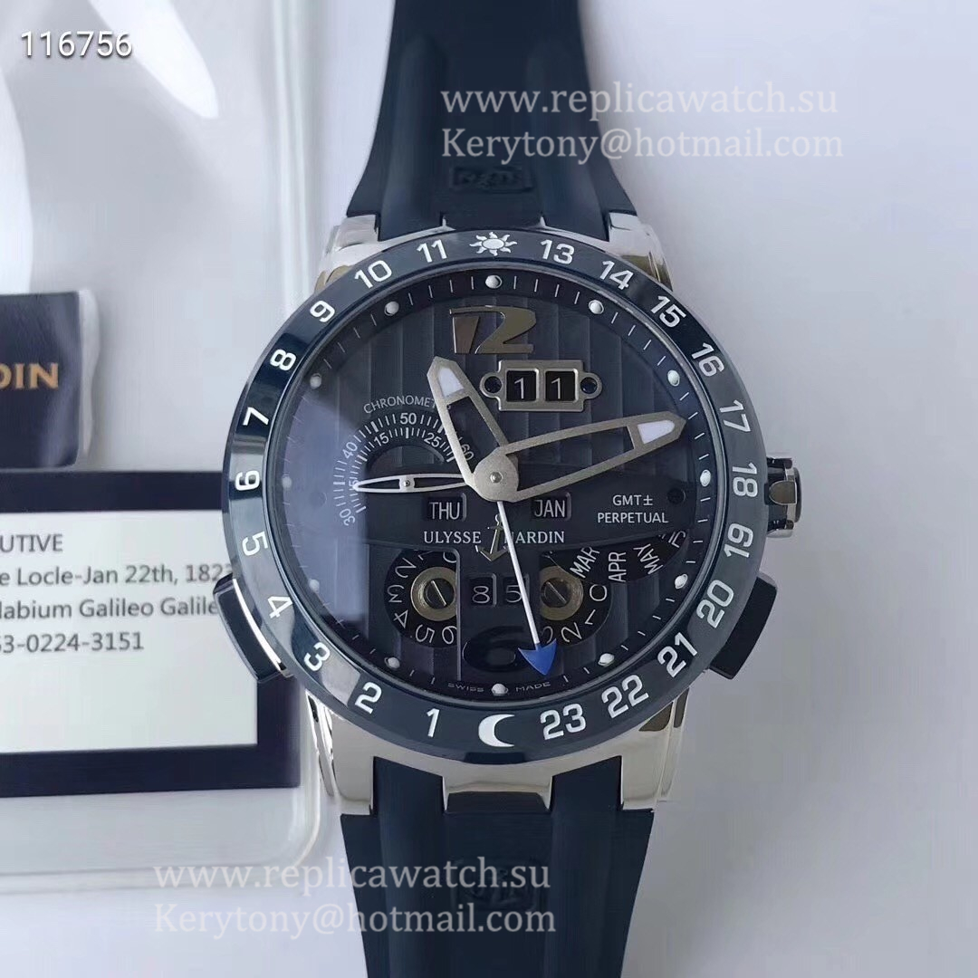 Fake Ulysse Nardin El Toro GMT +/- Perpetual Calendar 329-80 TWAF SS Blue Dial UN-32