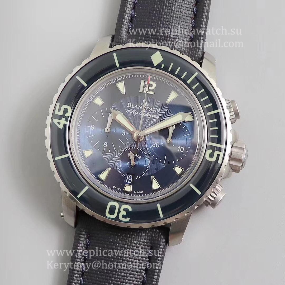 Best Price Blancpain Fifty Fathoms Chrono Flyback 5085FB 1140 52B OMF SS Blue Dial 7750 (Free Strap)