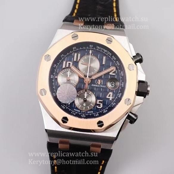 Best Price Audemars P1g*et Royal Oak Offshore 26470 JF V2 SS & Rose Gold Blue Dial 3126 (Free Strap)