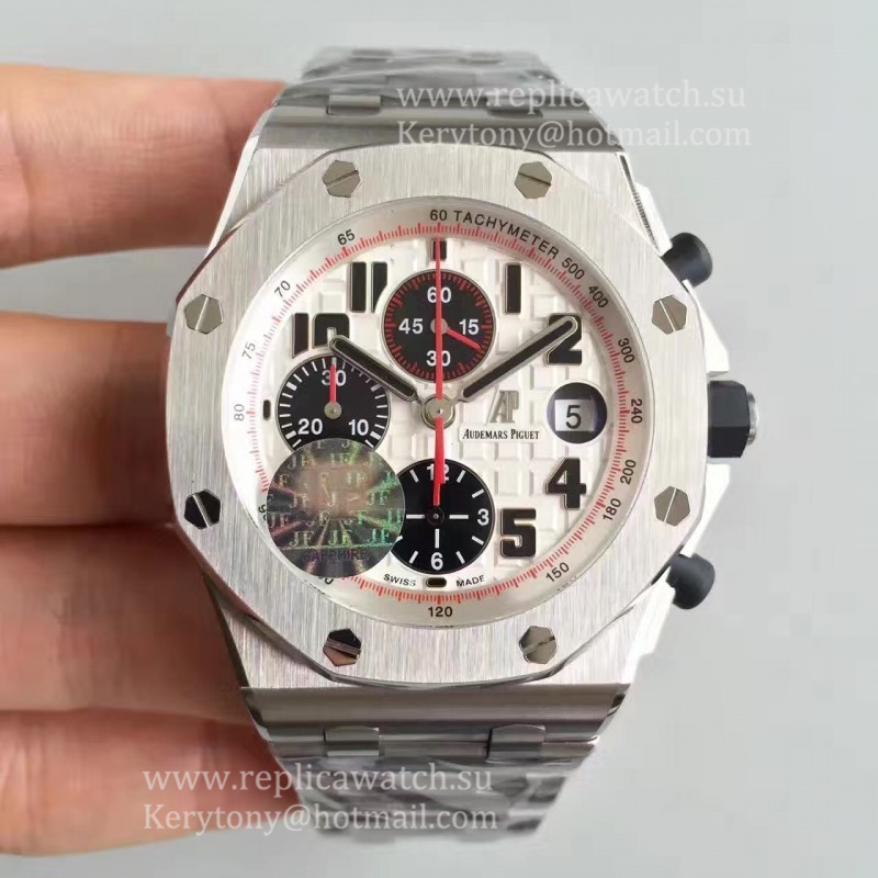 Fake Audemars P1g*et Royal Oak Offshore Panda 26170ST.OO.D101CR.02 JF V2 SS White Dial 7750