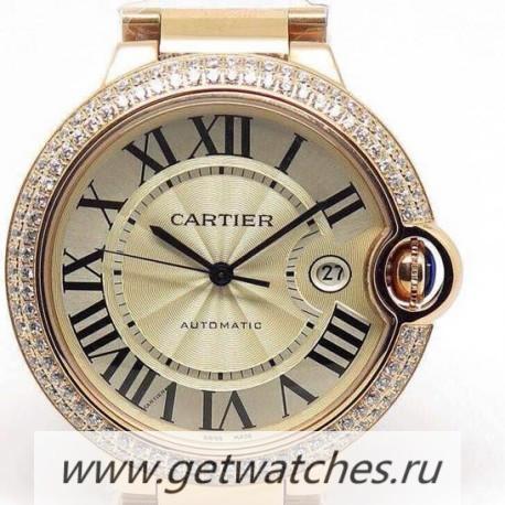 Replica Ca*t1er Ballon Bleu 42mm Rose Gold Champagne Dial 2824