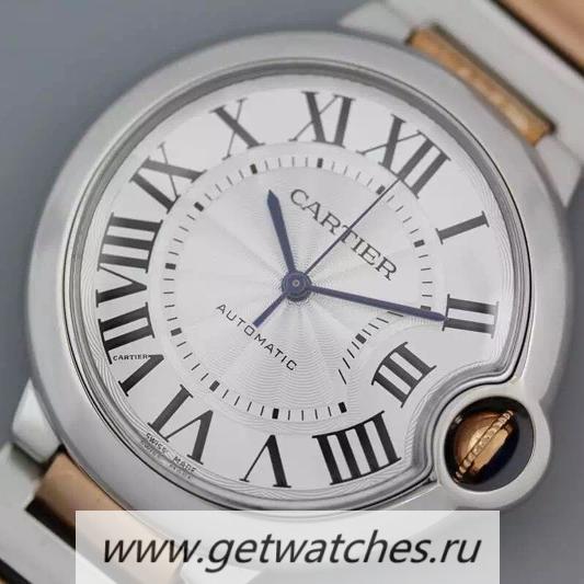 Copy Ca*t1er Ballon Bleu 42mm Rose Gold & SS Silver Dial 2836