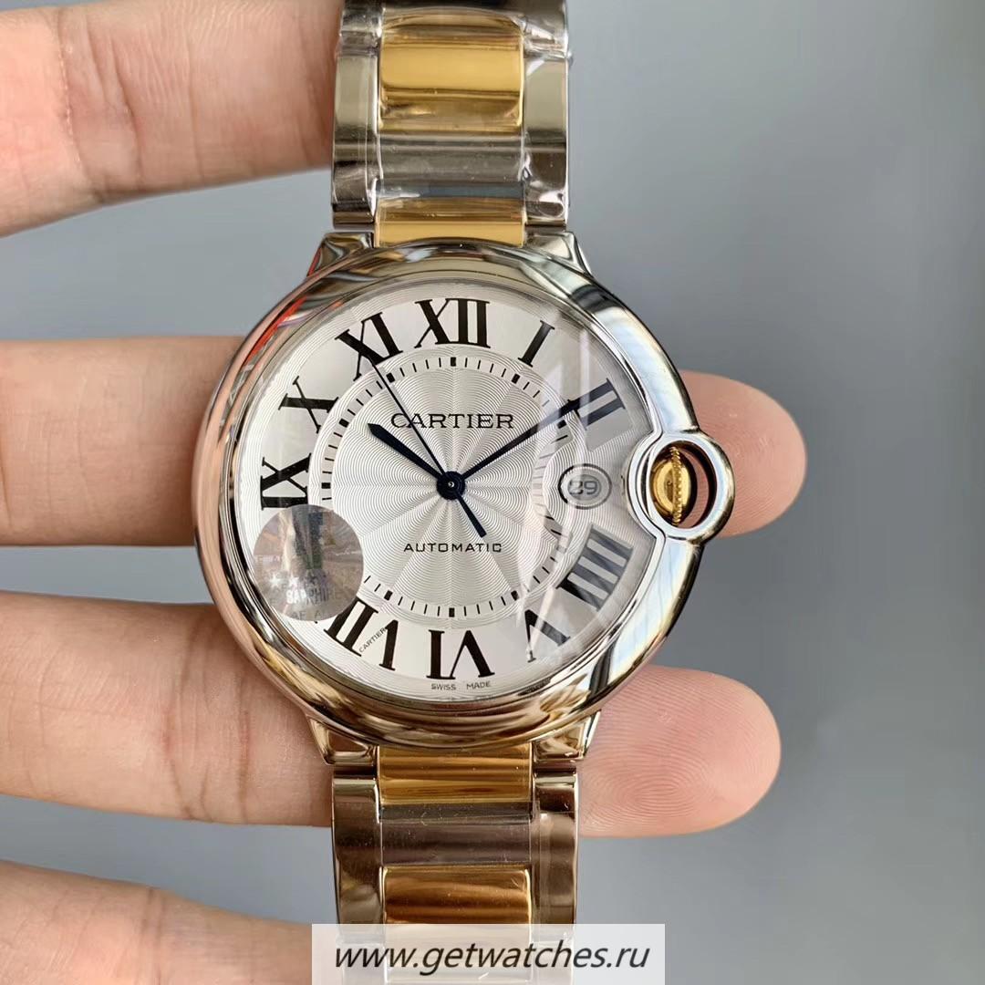 NEW Replica Ca*t1er Ballon Bleu 42mm W69009Z3 AF Yellow Gold & SS Silver Dial 2824