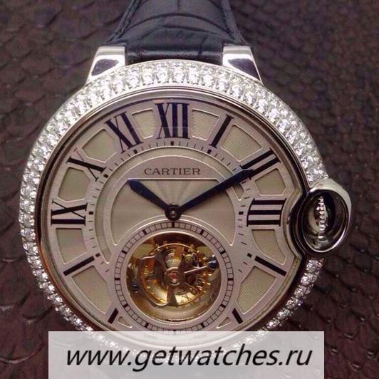 NEW Replica Ca*t1er Ballon Bleu Tourbillon SS Silver Dial Tourbillon