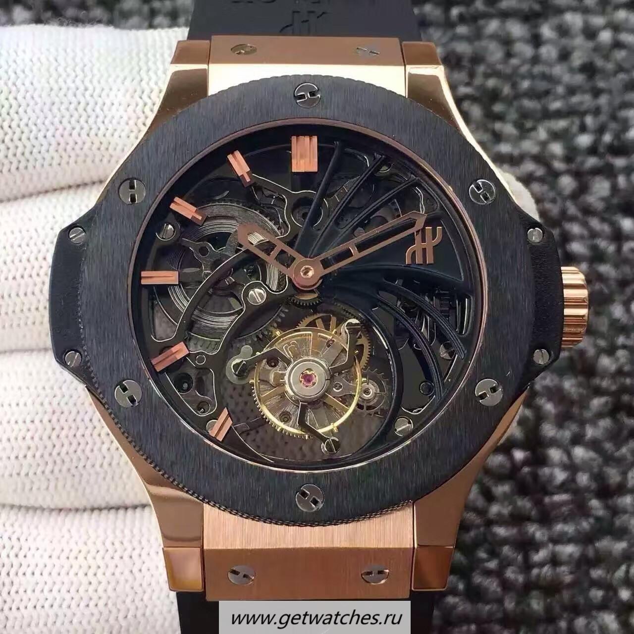 Shop Hublot Big Bang Skeleton Tourbillon Rose Gold & Ceramic Skeleton Dial Tourbillon