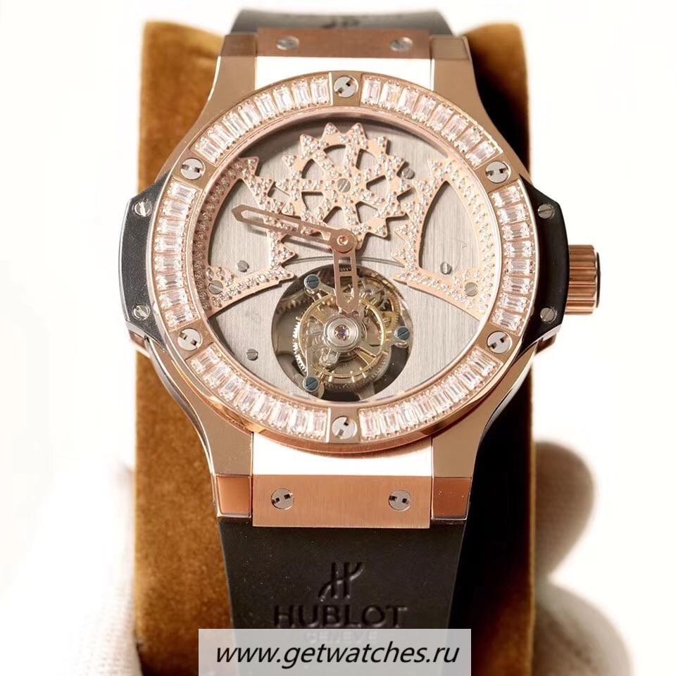 Replica Hublot Big Bang Tourbillon Noob Factory Rose Gold SS & D1am0nds Dial Tourbillon