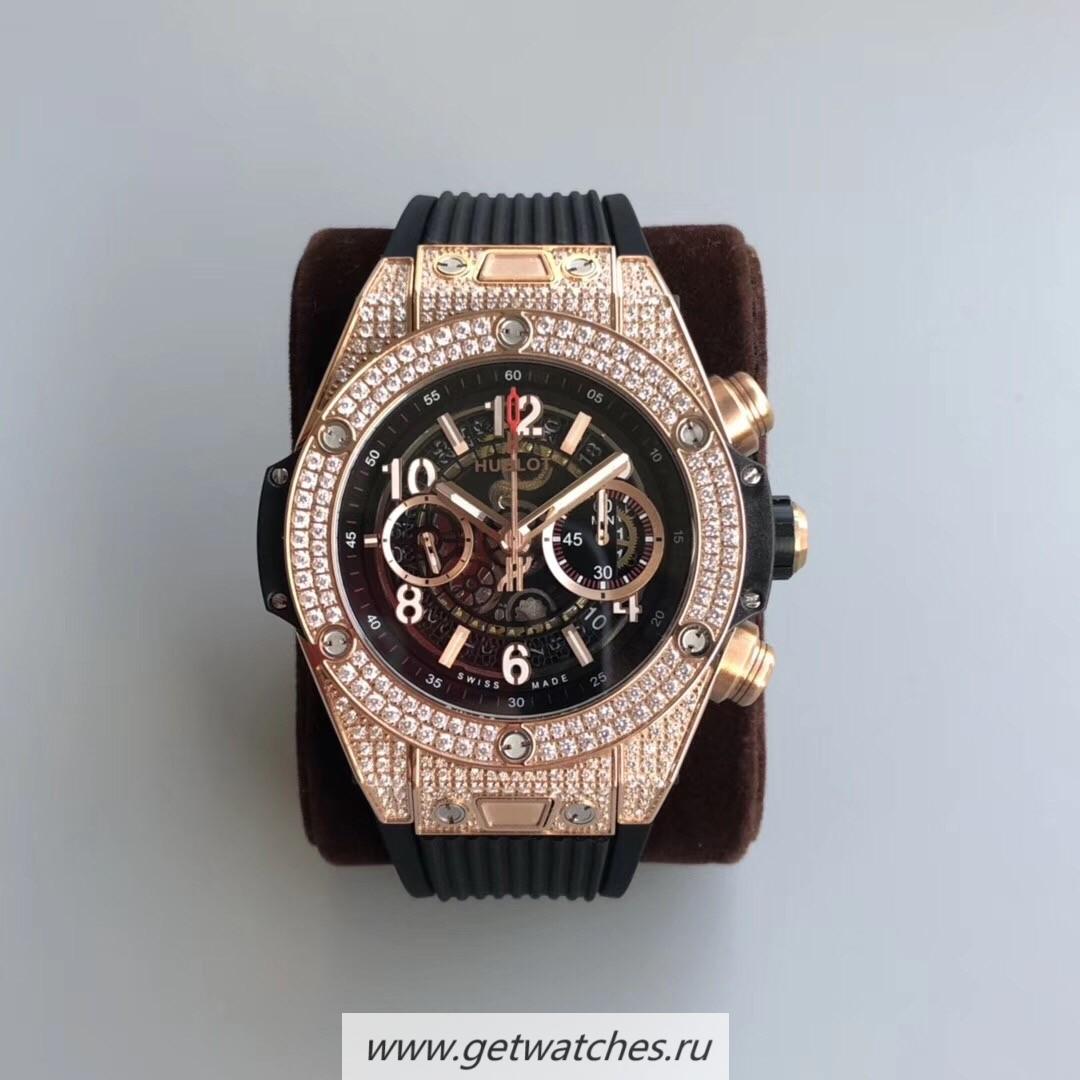 Copy Hublot Big Bang Unico 45mm OXF Rose Gold & D1am0nd Black Dial HUB1242