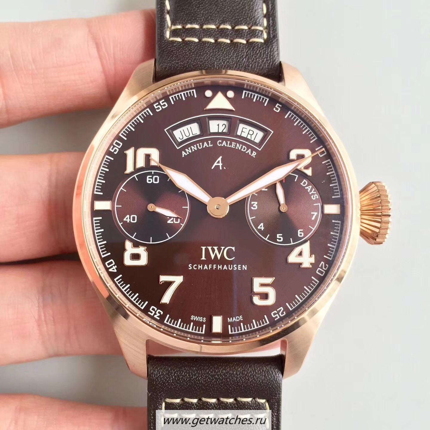 Replica IWC Big Pilot Annual Calendar Edition 150 Years IW502708 Noob Factory Rose Gold Chocolate Dial 52850