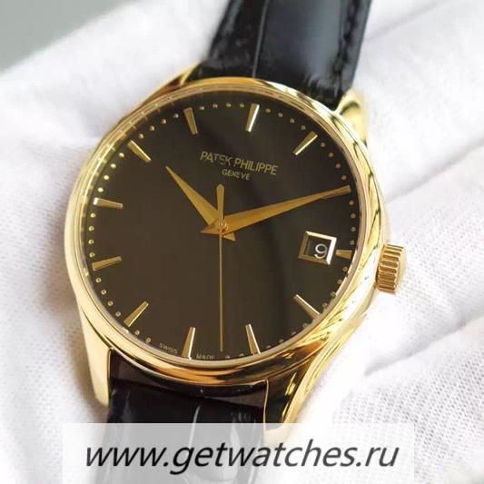 Perfect Replica Pat*k Phi1i*pe Calatrava 5227 Yellow Gold Black Dial 324SC
