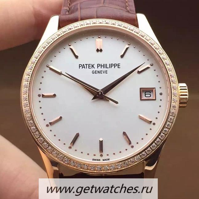 Fake Pat*k Phi1i*pe Calatrava 5296 Rose Gold D1am0nds Bezel 324SC