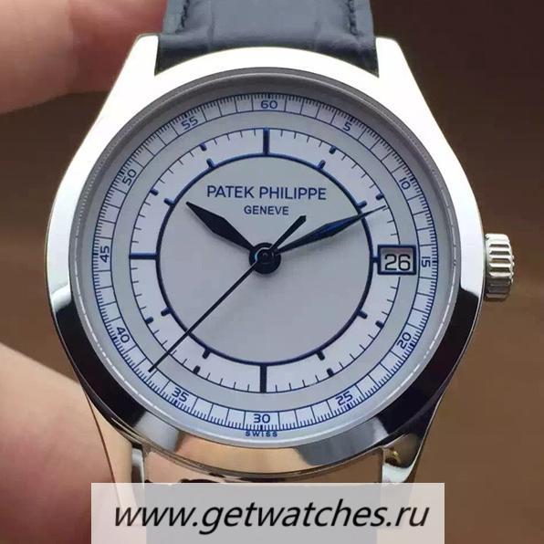 Fake Pat*k Phi1i*pe Calatrava 5296 SS White & Blue Dial 324SC