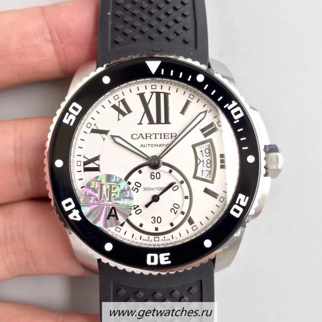 Replica Ca*t1er Calibre Diver 42mm JF SS White Dial A23J