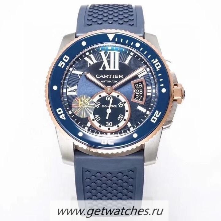 NEW Replica Ca*t1er Calibre Diver W2CA0008 42mm F5F SS & Rose Gold Blue Dial 1904