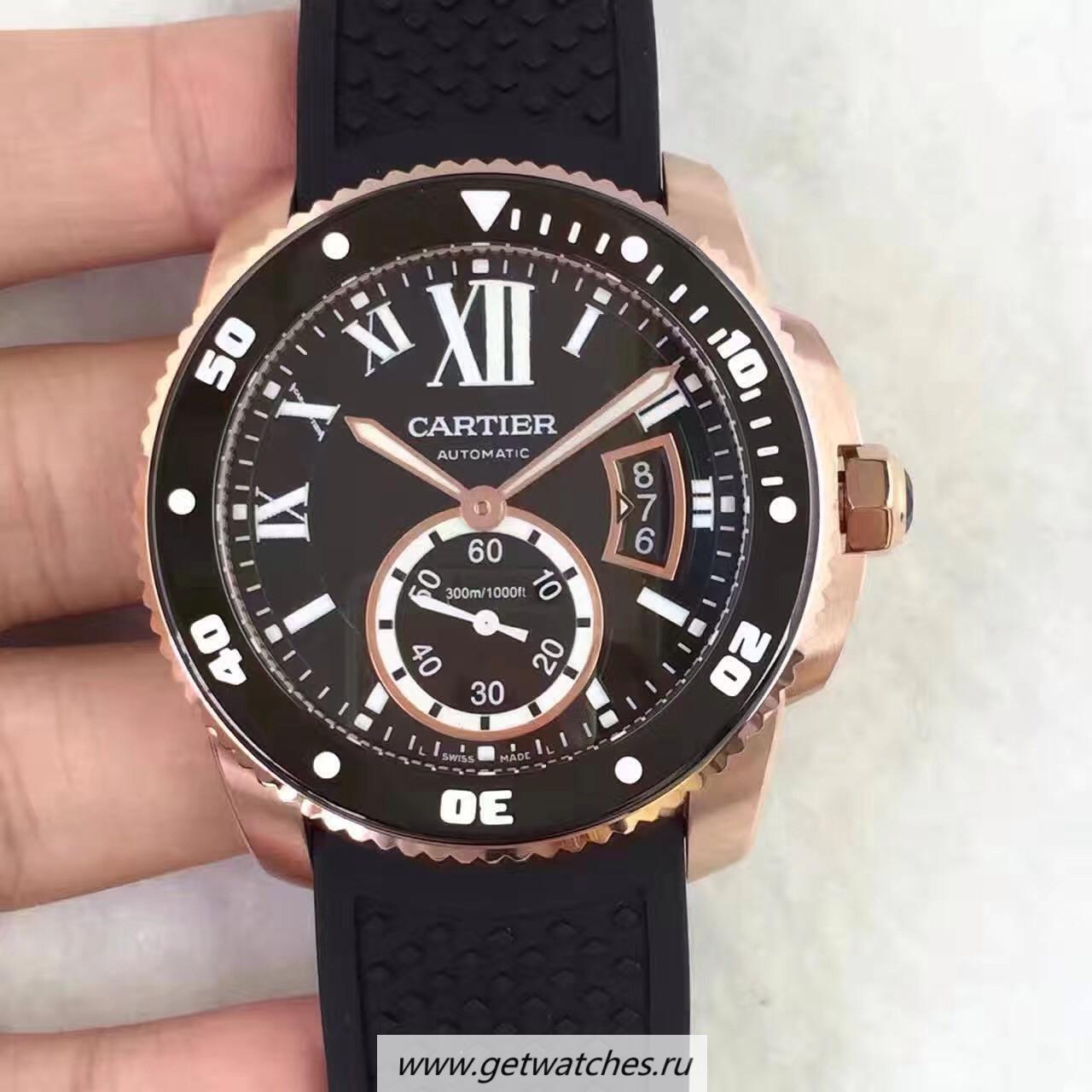 NEW Replica Ca*t1er Calibre Diver W7100052 42mm TF Rose Gold Black Dial M9015