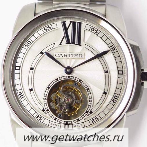 Perfect Replica Ca*t1er Calibre Tourbillon SS White Dial Tourbillon