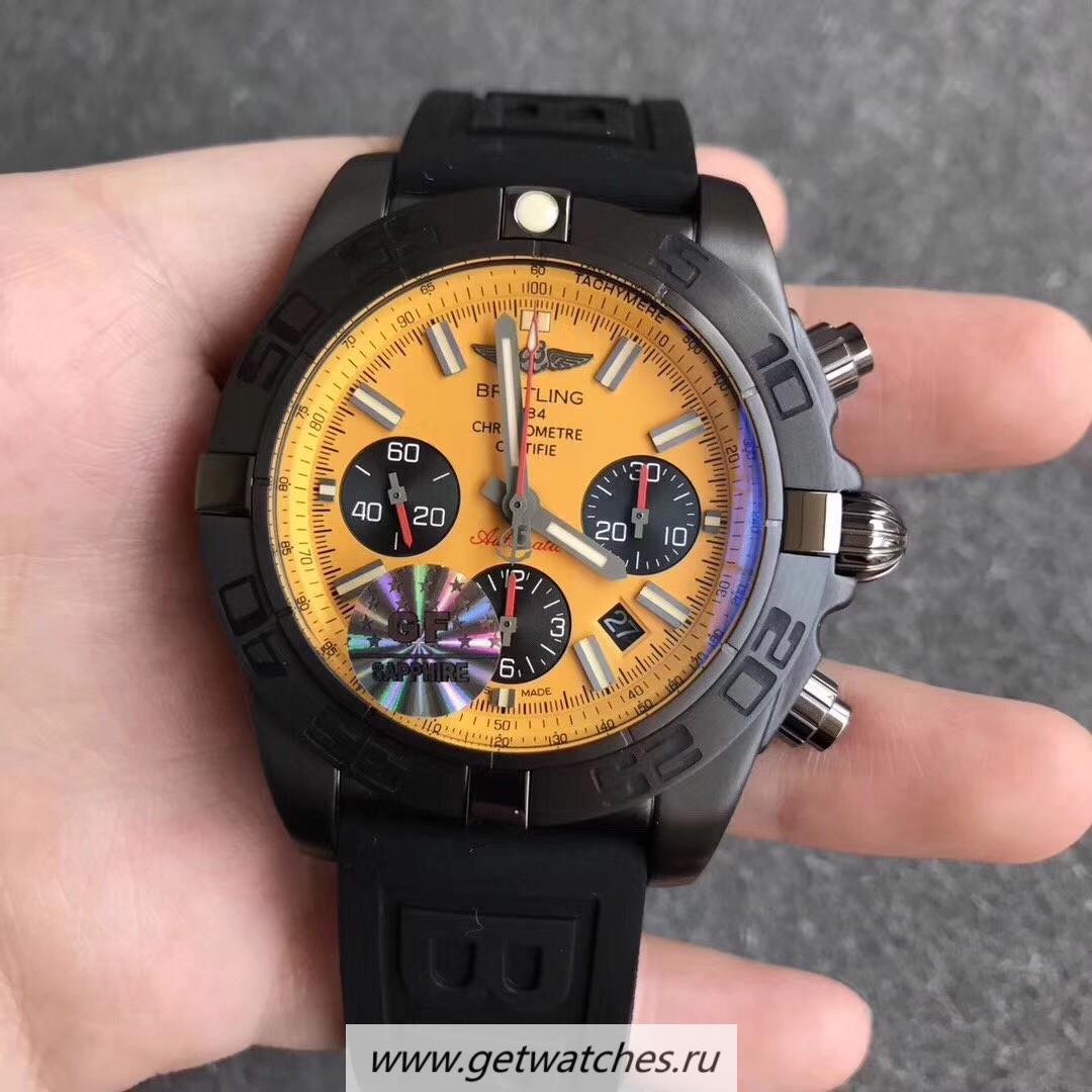 NEW Replica Breitling Chronomat 44 Blacksteel MB0111C3/I531/262S/M20DSA.2 GF PVD Yellow Dial 7750