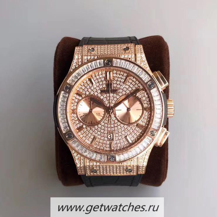 High Quality Hublot Classic Fusion Chrono King V6F V2 Rose Gold & D1am0nd D1am0nd Dial 7750