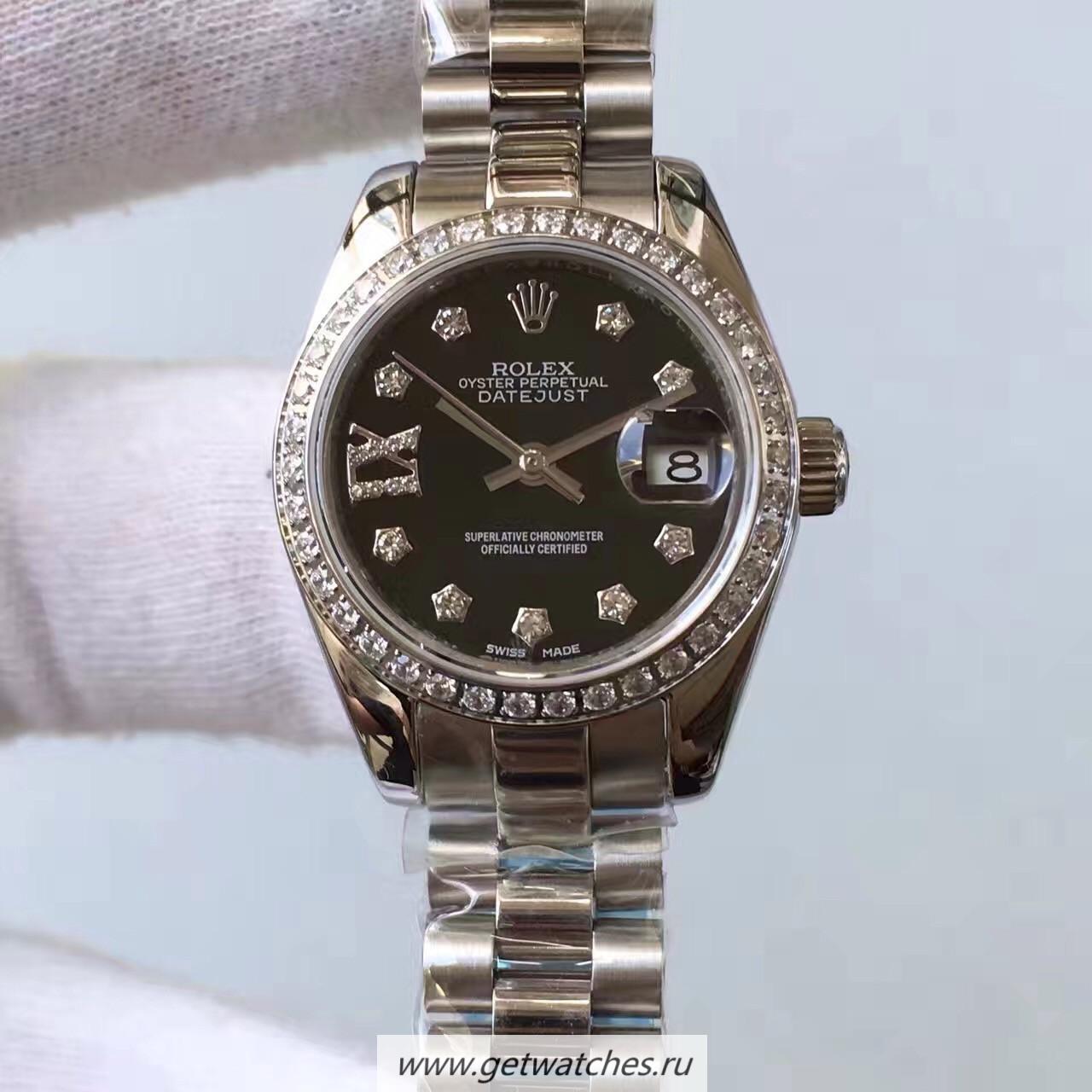 NEW Replica R01ex Datejust 28 279136 RBR Ladies Noob Factory SS & D1am0nds Black Dial 2671