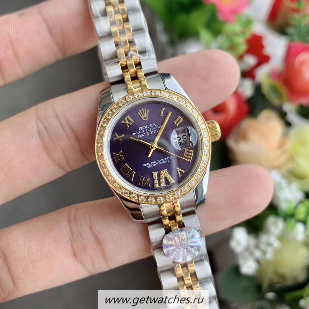 Shop R01ex Datejust 28mm 279383 RBR Ladies WF SS & Yellow Gold Purple Dial 2671