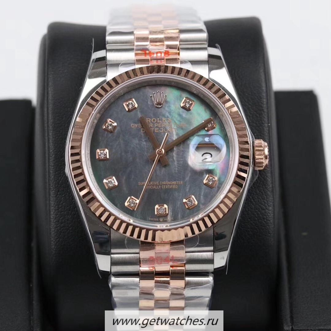 Fake R01ex Datejust 36mm 116231 GMF SS 904L & Rose Gold Grey Mother Of Pearl Dial 2824