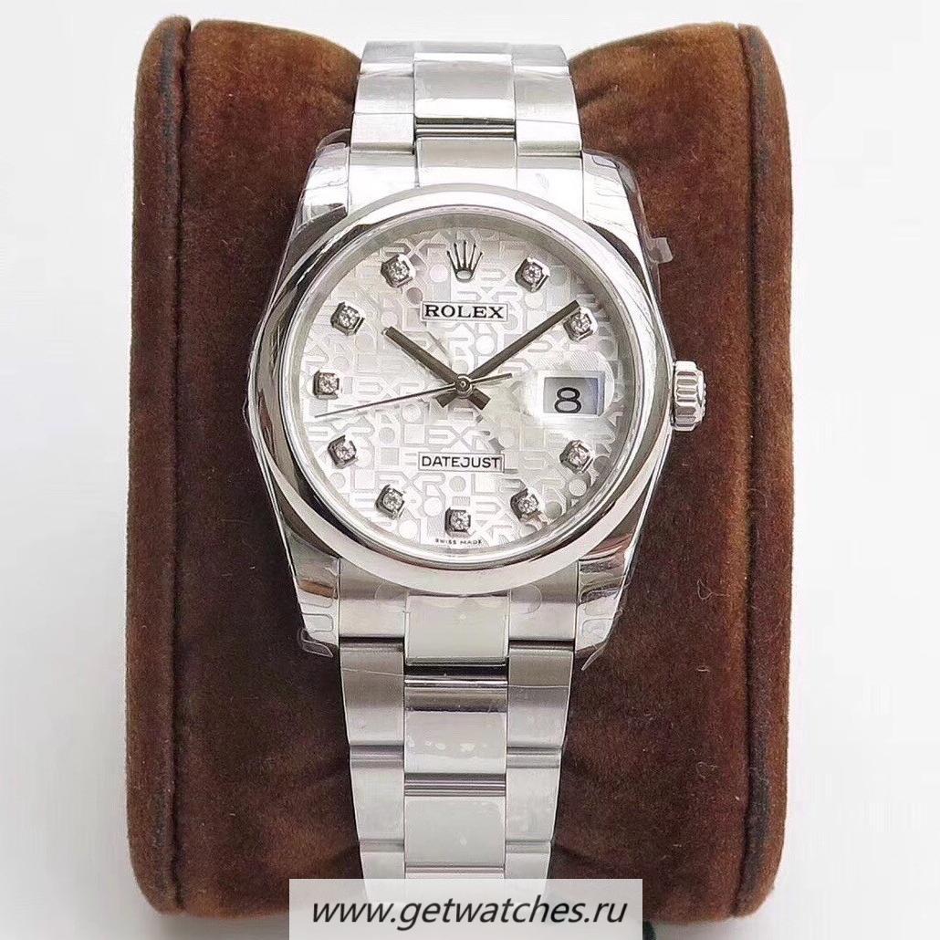 Fake R01ex Datejust 36mm 116234 DJF SS 904L Silver Anniversary Jubilee Dial 3135