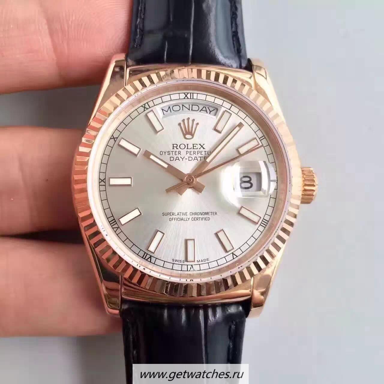 High Quality R01ex Day-Date 118138 36mm Noob Factory V5 Rose Gold Silver Dial 2836