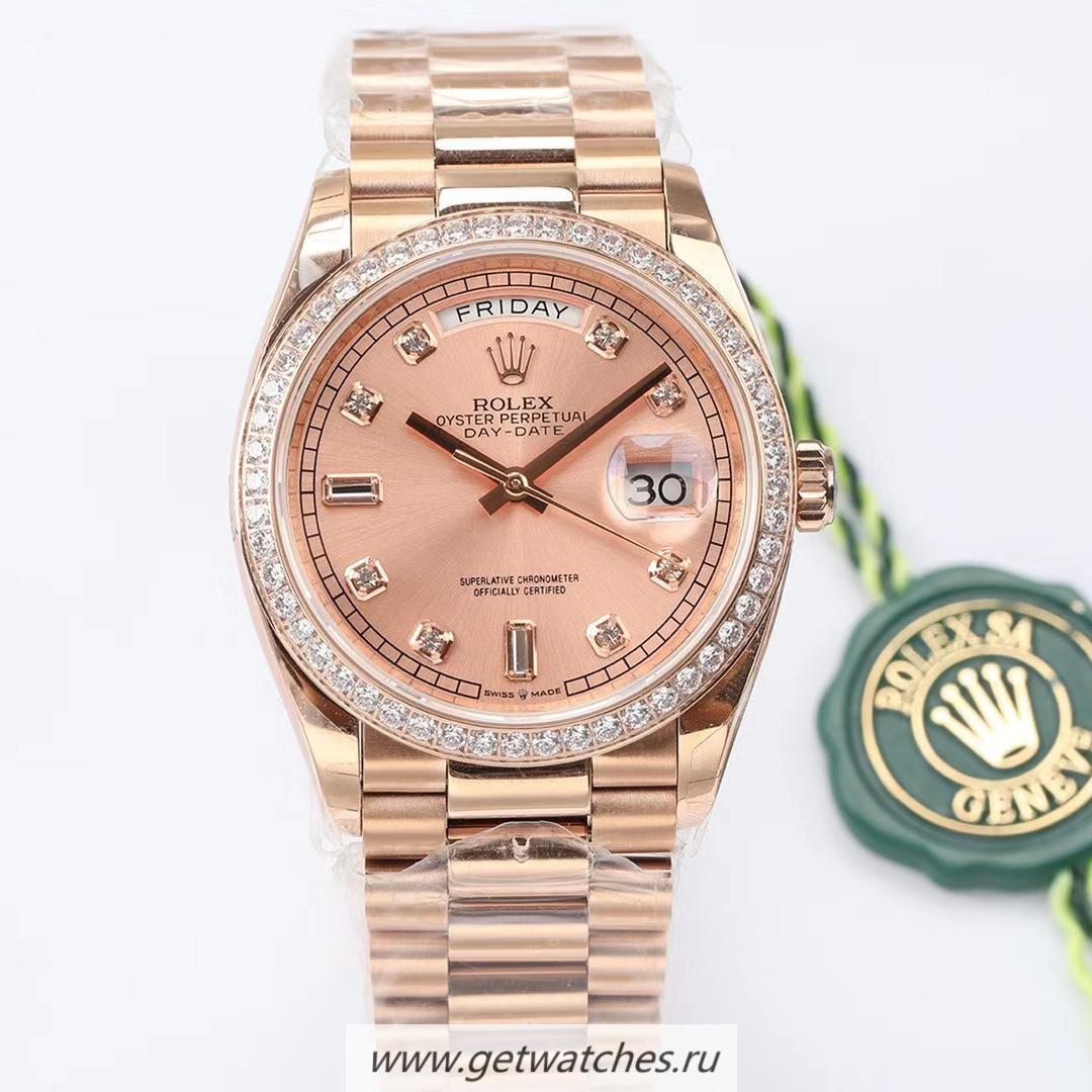 Best Price R01ex Day-Date 36 128238 EWF Rose Gold Rose Dial 3255