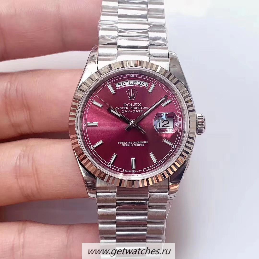 Replica R01ex Day-Date 36 128239 EWF SS Red Dial 3255
