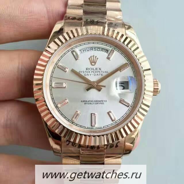 Fake R01ex Day-Date 40 228235 40mm KWF Rose Gold Sundust Dial 3255