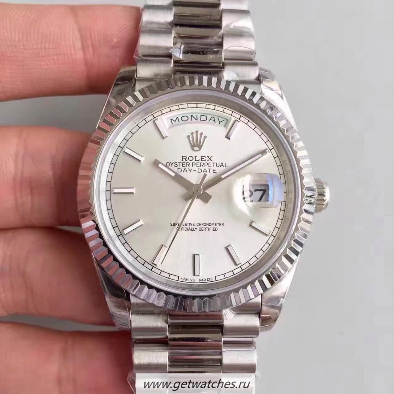 Copy R01ex Day-Date 40 228239 2018 EWF SS Rhodium Dial 3255