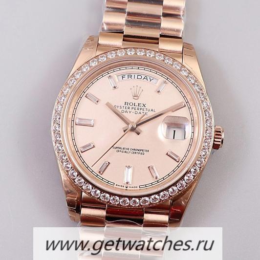 Replica R01ex Day-Date 40 228345 RBR EWF Rose Gold Pink & D1am0nd Dial 3255