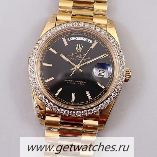 Shop R01ex Day-Date 40 228348 RBR EWF Yellow Gold Black Dial 3255