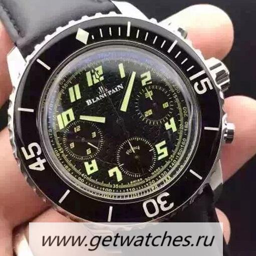 Replica Blancpain Fifty Fathoms Flyback SS Black Dial 7750