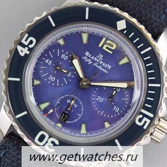 Shop Blancpain Fifty Fathoms Flyback SS Blue Dial 7750