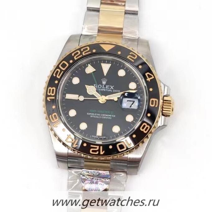 Replica R01ex GMT-Master II 116713 LN ARF 18K Yellow Gold Wrapped & SS 904L Black Dial 3186