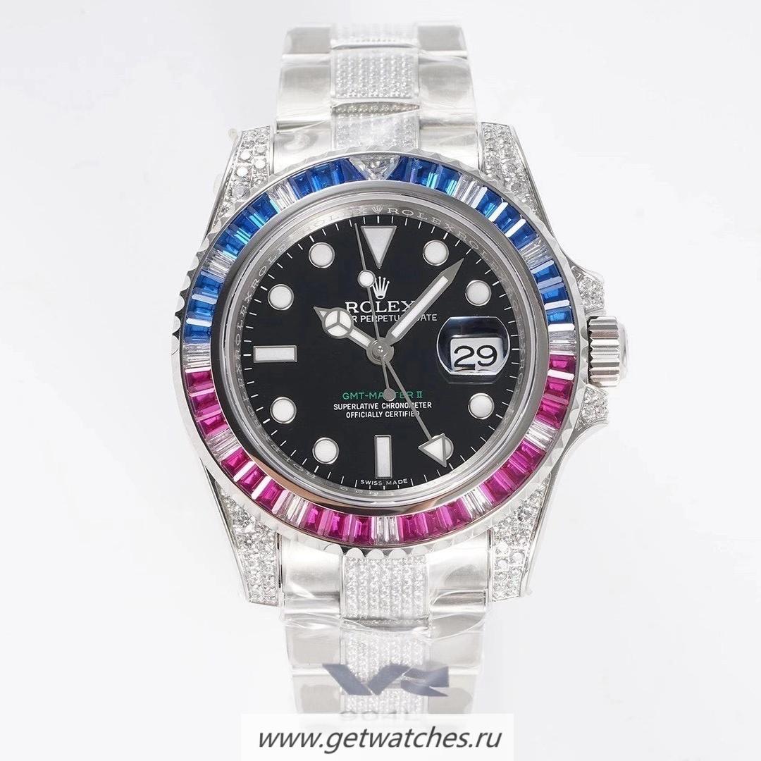 High Quality R01ex GMT-Master II 116759 VRF SS & Red Blue D1am0nd Black Dial 2836