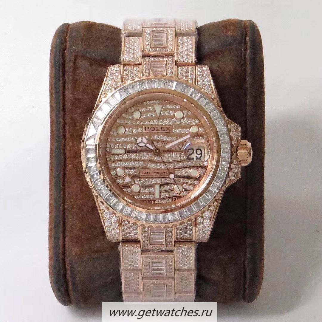 Fake R01ex GMT-Master II 116769 Full D1am0nds TWF SS 904L With 18K Rose Gold Wrapped D1am0nd Dial 2836