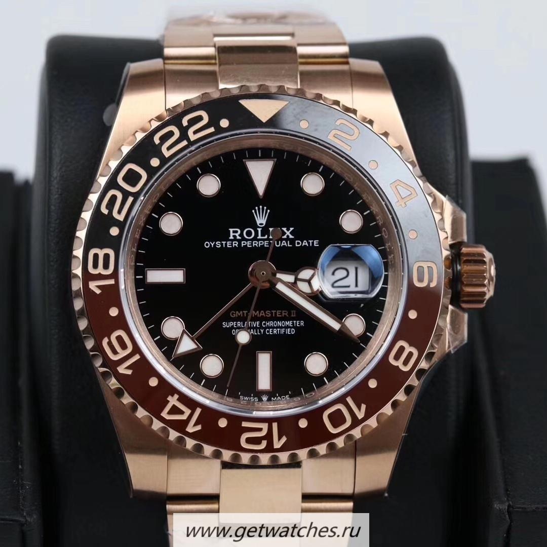 Replica R01ex GMT-Master II 126715 CHNR GMF V2 Rose Gold Black Dial 2836