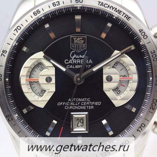 High Quality Tag Heuer Grand Carrera Calibre 17 SS Black Dial Calibre 17 RUN 3@SEC