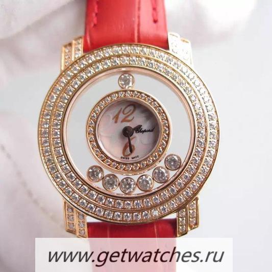 Replica Chopard Happy D1am0nds Ladies Rose Gold Pink/White/Numbers Dial Quartz