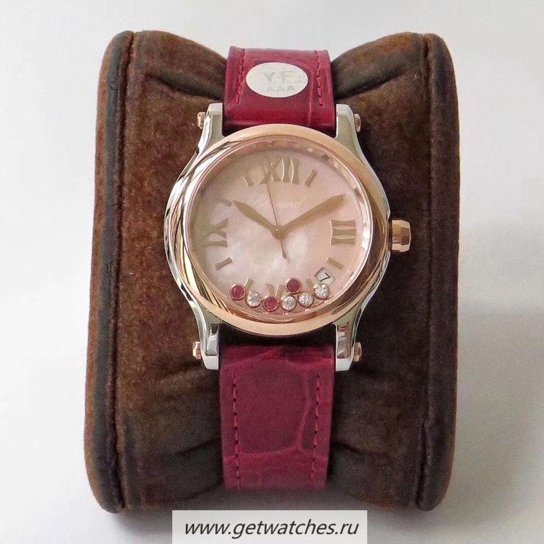 Replica Chopard Happy Sport 36mm Automatic 278559 YF V2 SS Pink Mother Of Pearl & D1am0nd Dial 2892