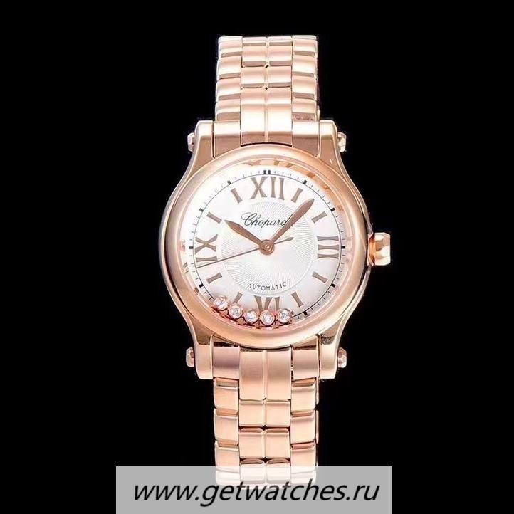 Copy Chopard Happy Sport 36mm Automatic YF Ladies Rose Gold Silver Dial 2892